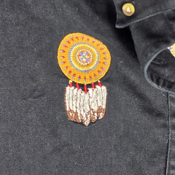 Crazy Cowgirl Western Shirt Womens XL Black Embroidered Long Sleeve Button VTG - Picture 5 of 11